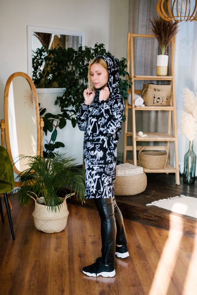 Туника Т 390 (черный с принтом)